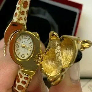 Kenneth J Lane 22K Gold Plated and Enamel Giraffe cuff Bangle Watch bracelet $_57.JPG?set_id=880000500F main image 3